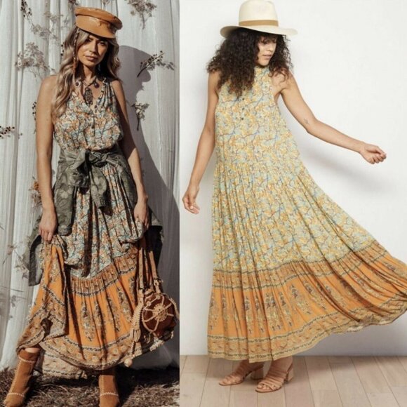 SPELL and The Gypsy Collective Delirium‎ Maxi Dress Gold Size XXS Romantic Boho - Picture 3 of 15
